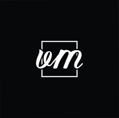 Minimal elegant monogram art logo. Outstanding professional trendy awesome artistic VM MV initial based Alphabet icon logo. Premium Business logo White color on black background