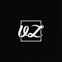 Minimal elegant monogram art logo. Outstanding professional trendy awesome artistic VZ ZV initial based Alphabet icon logo. Premium Business logo White color on black background