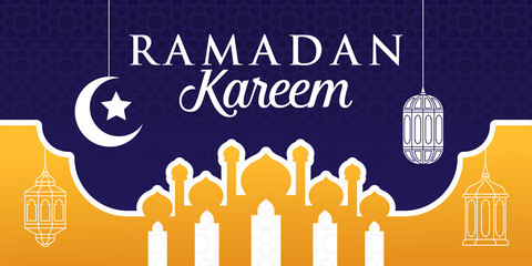 Ramadan Kareem Vector Illustration. Ramadan Kareem Background vector template for banner, greeting card, flyer, invitation, poster design. Trendy Ramadan flat design vector illustration.
