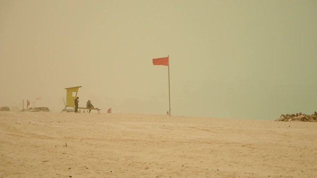 sandstorm on beach in Corralejo, Fuerteventura.