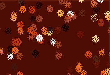 Light Orange vector pattern with christmas snowflakes.