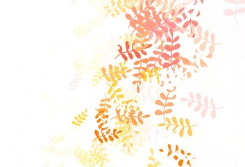 Light Red, Yellow vector elegant wallpaper with leaves.