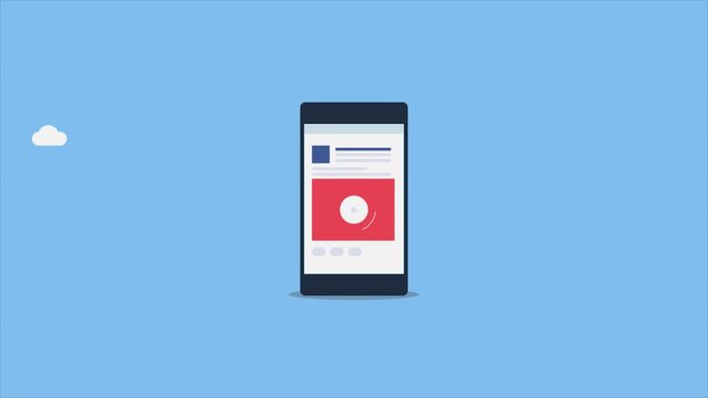 Digital advertising on mobile device, programmatic advertising for target audience, online ad targeting via smartphone. 2d animation, video clip.