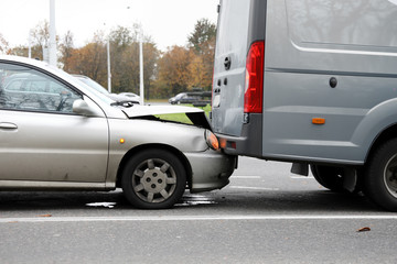 Car crushed hood bumping into truck, dangerous. Call an insurance company representative. Right to recover funds from guilty driver. Passing an alcohol test. Deprivation rights or fine in court