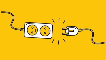 Electric Plug and Socket unplug disconnection, loss of connect.outline design. vector illustration