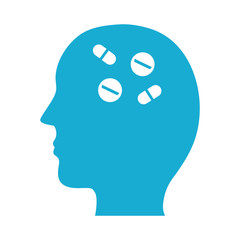 profile with drugs mental health silhouette style icon