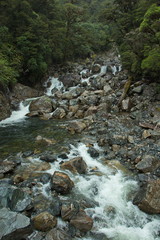 River at Wilmot Pass in Fiordland National Park in Southland on South Island of New Zealand
