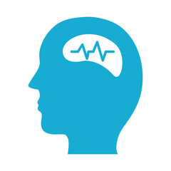 profile with brain mental health silhouette style icon
