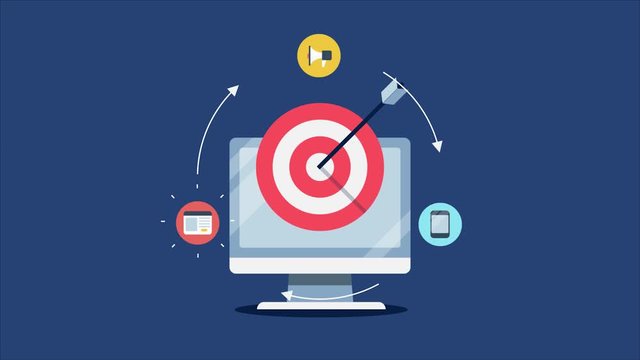 Re-marketing, digital audience re-targeting, online business target with advertising campaign concept. Internet and technology. 2d animation, video clip.