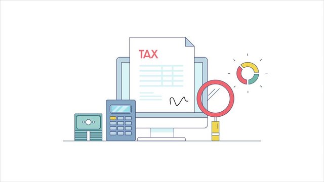 Income tax return, tax management, financial calculation for tax payment. Business accounting, investment, 2d animation, video clip.