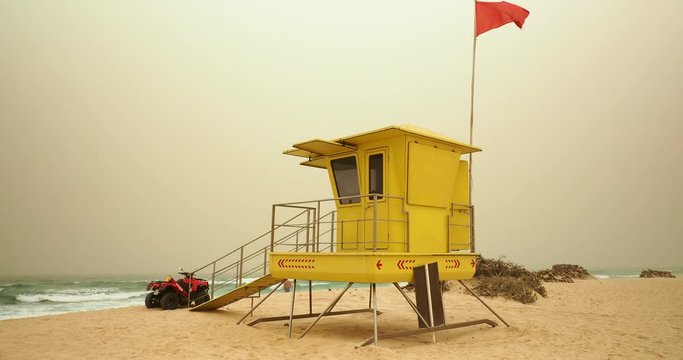 sandstorm on beach in Corralejo, Fuerteventura.
