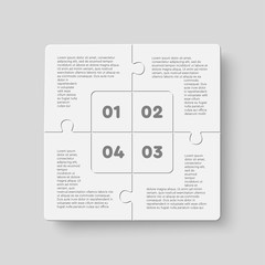 Four jigsaw puzzle square diagram info graphic