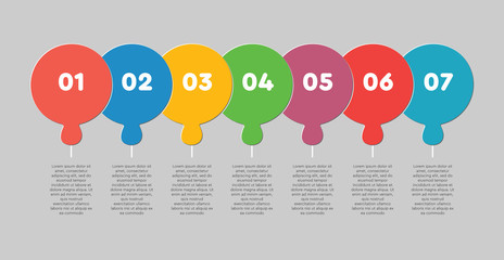Seven puzzle jigsaw circles line info graphic.