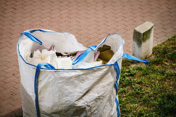 Full construction waste debris rubble bag