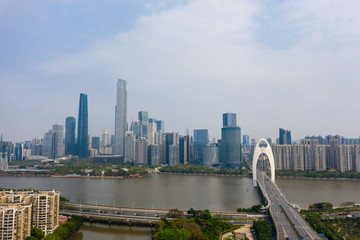 Obraz premium Aerial photos of CBD on both sides of Pearl River in Guangzhou, China