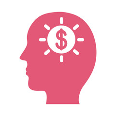 profile with golden coin mental health silhouette style icon