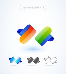 Vector Origami abstract letter N, H logo design template. Material, fluent, flat style