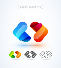 Vector abstract synergy illustration template. Logo or app icon. Business collaboration