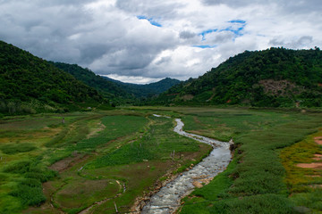 Fototapeta na wymiar mountain landscape with river bao loc vietnam asia