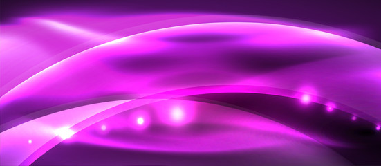 Abstract background. Shiny design neon waves with light effects, techno trendy design. Vector Illustration For Wallpaper, Banner, Background, Card, Book Illustration, landing page