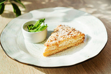 cottage cheese cake with sauce