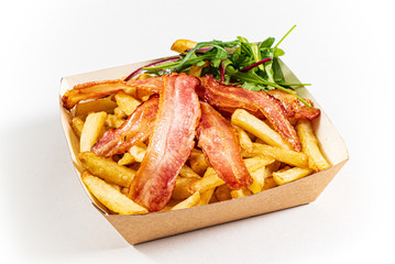 french fries with bacon, take away food