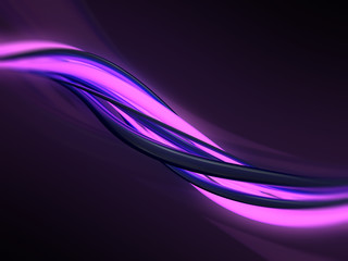 Dark background with neon waves, glowing wires, 3d render, abstract background for wallpapers and banners, dept of field
