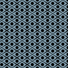 linear seamless vector pattern and polka dots. repeating geometric pattern on blue background. modern stylish vector illustration.