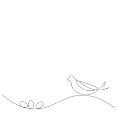 Bird and eggs, spring background. Vector illustration