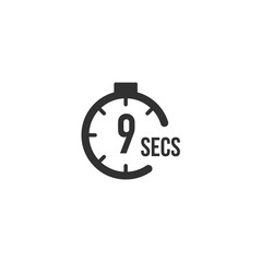 9 seconds Countdown Timer icon set. time interval icons. Stopwatch and time measurement. Stock Vector illustration isolated on white background.
