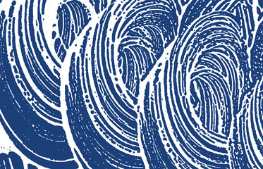 Grunge texture. Distress indigo rough trace. Encha