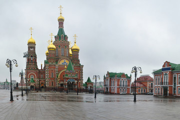 Obraz premium Sights of the capital of the Mari Republic, the city of Yoshkar-Ola. Architecture in Russia.