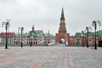 Sights of the capital of the Mari Republic, the city of Yoshkar-Ola. Architecture in Russia.