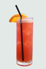 red soda, strawberry soda isolated on white background