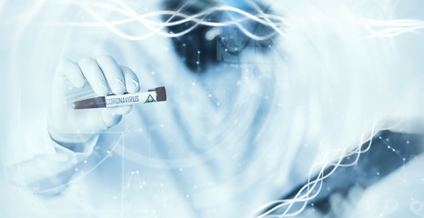 World pandemic. A scientist in the laboratory is testing drugs for the treatment of viral...