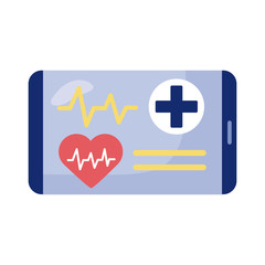 smartphone with heart cardio health online detaild style