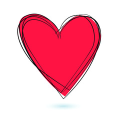 Vector, red heart-shaped stripes, on a shiny white background