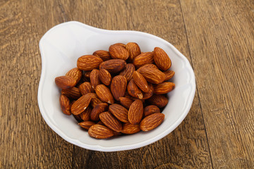 Almonds nuts heap