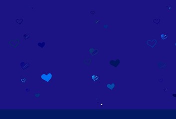 Light Pink, Blue vector template with doodle hearts.