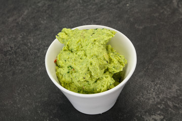 Avocado guacamole sauce with chili pepper