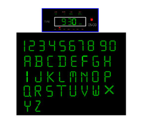 Electronic figures Vector Clock Digits number set. 