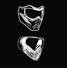 Two respirator illustrations on the black background