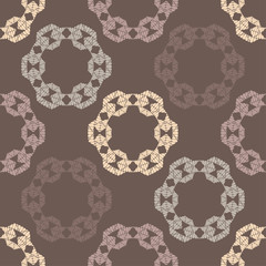 Aztec elements. Design with manual hatching. Ethnic boho ornament. Seamless background. Tribal motif. Vector illustration for web design or print.