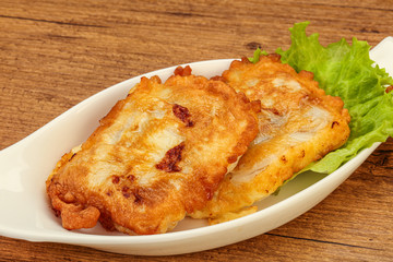 Roasted cod fish in bread