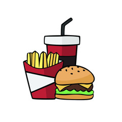 Fast food in drawing style vector
