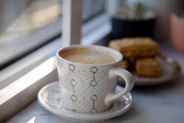 homemade almond  biscuit  and coffee