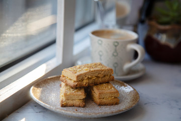 homemade almond  biscuit  and coffee