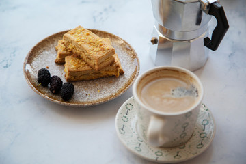 homemade almond  biscuit  and coffee
