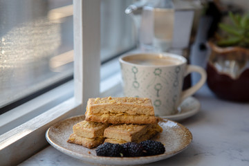 homemade almond  biscuit  and coffee