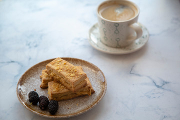 homemade almond  biscuit  and coffee
